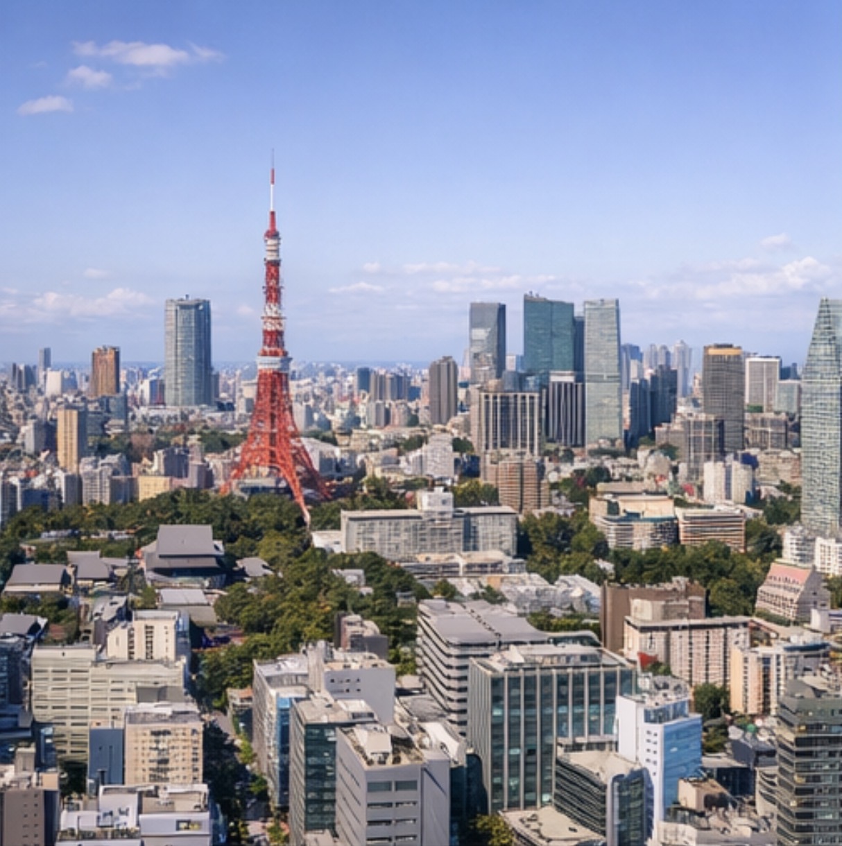 東京タワーを望む東京都心の景色
