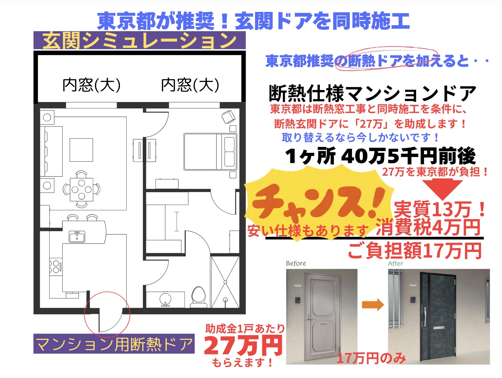 賃貸マンション玄関ドア交換イメージ